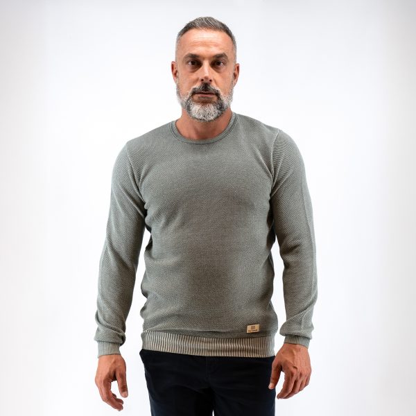 Πλεκτή λαιμόκοψη Guy Laroche ζακάρ στο χρώμα της μέντας regular fit GLEW27203_21