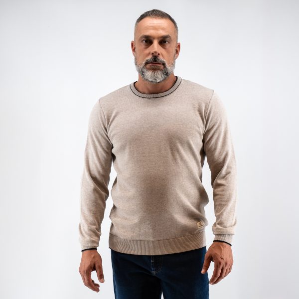 Πλεκτή λαιμόκοψη Guy Laroche μπεζ regular fit GLEW27209_11