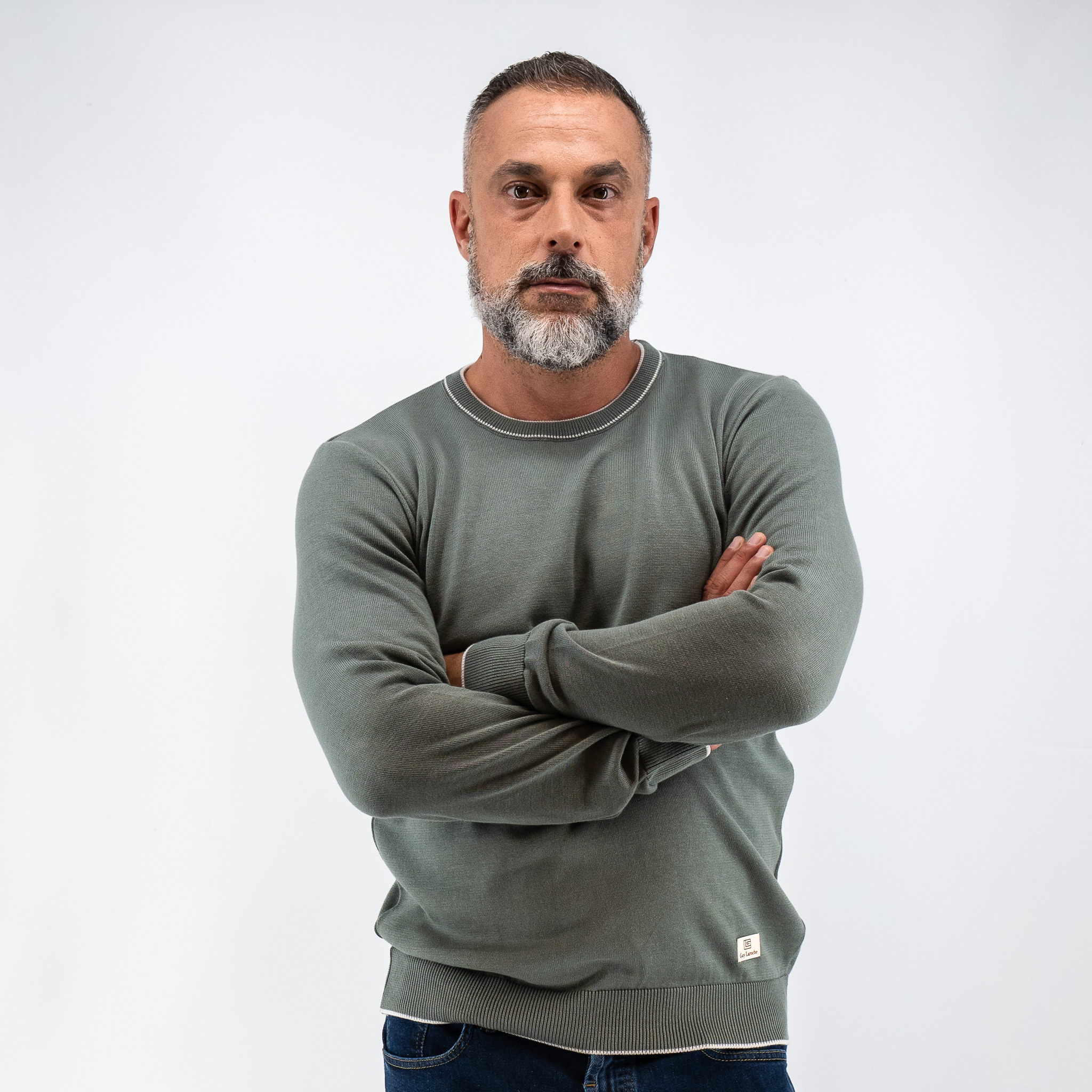 Πλεκτή λαιμόκοψη Guy Laroche στο χρώμα της μέντας regular fit GLEW27209_21 - Image 3