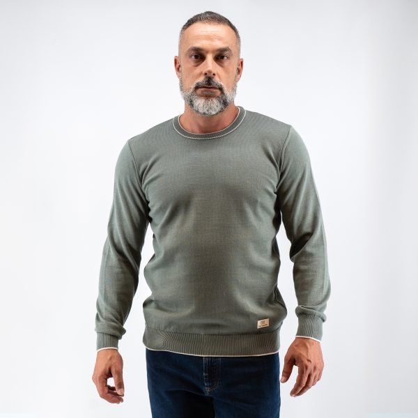 Πλεκτή λαιμόκοψη Guy Laroche στο χρώμα της μέντας regular fit GLEW27209_21