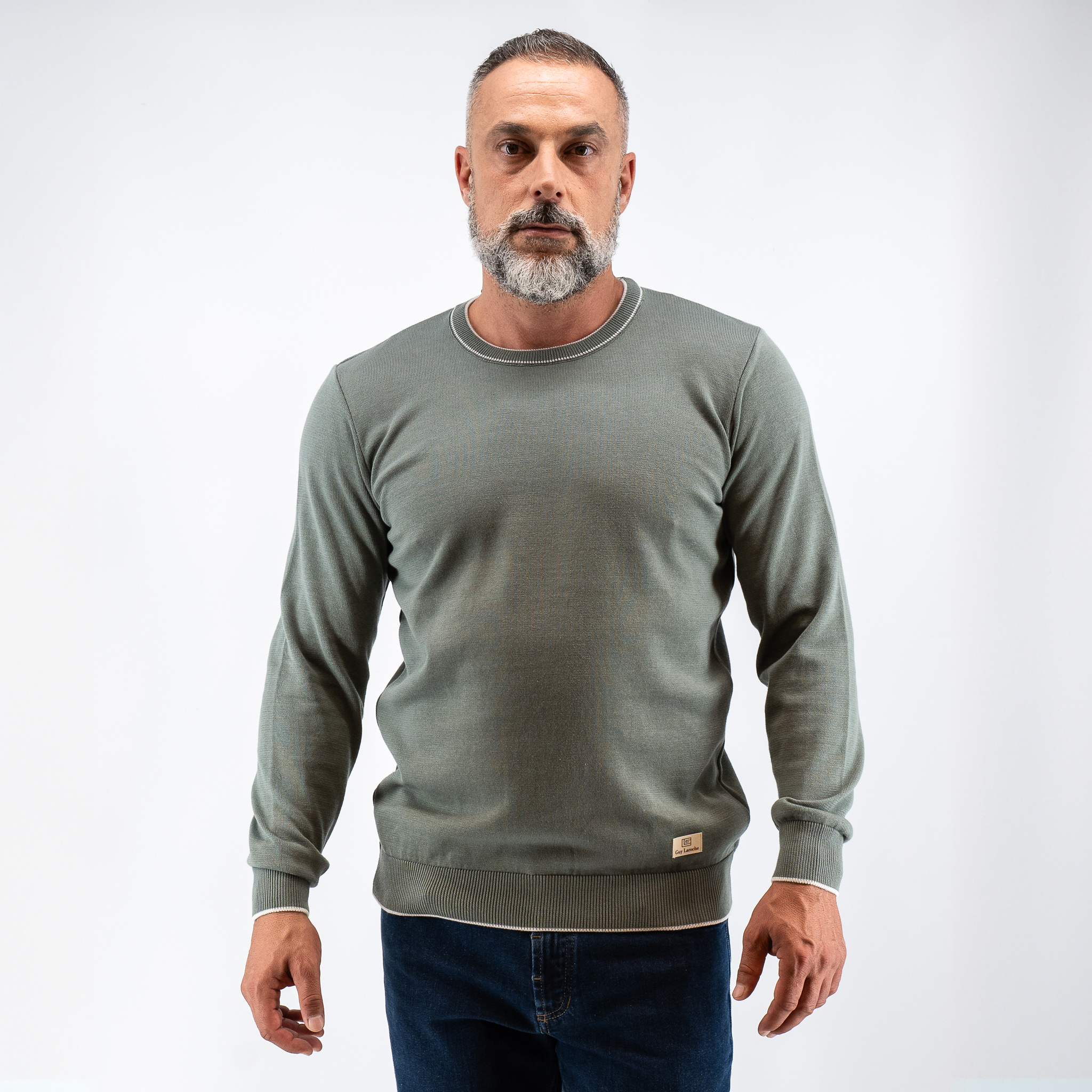 Πλεκτή λαιμόκοψη Guy Laroche στο χρώμα της μέντας regular fit GLEW27209_21