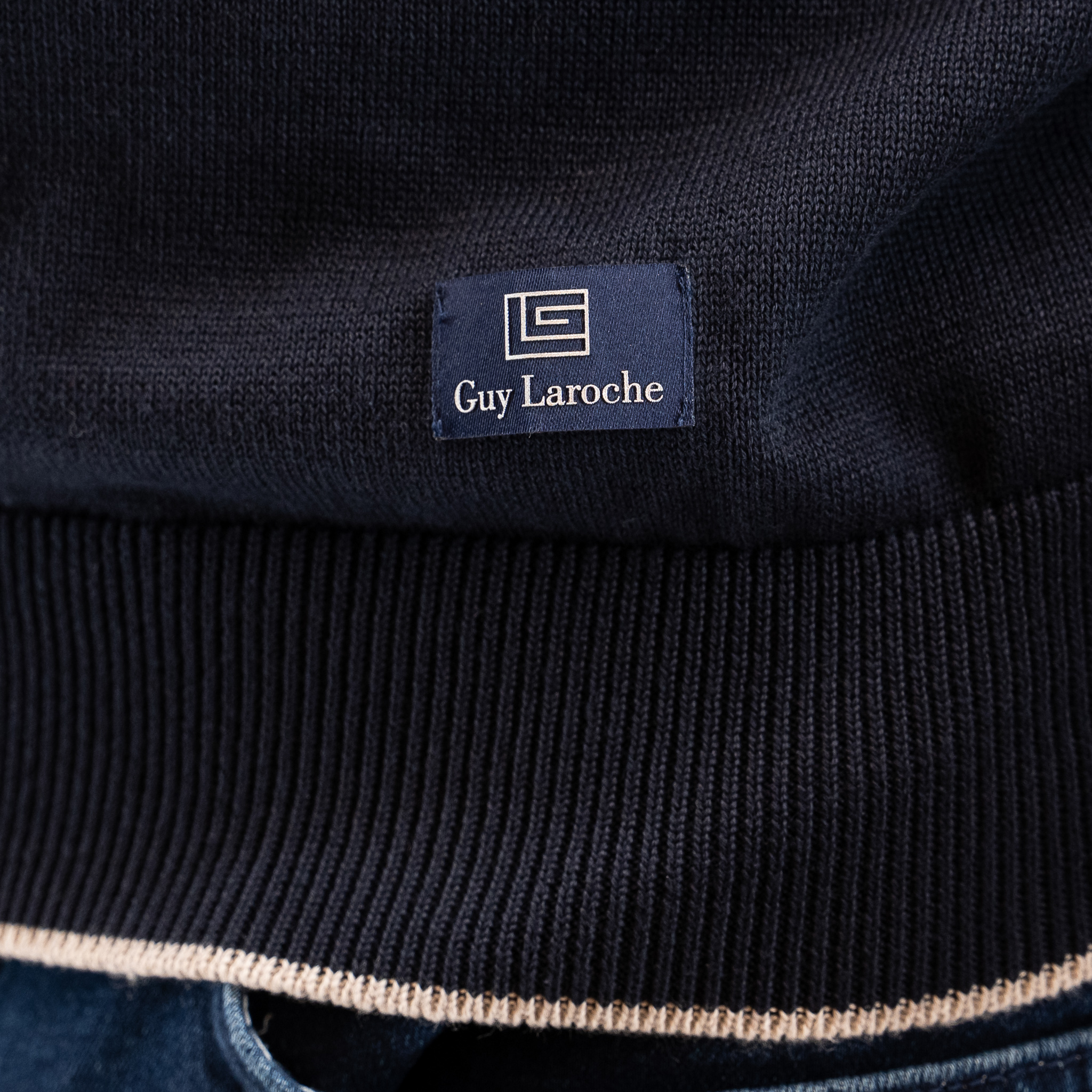 Πλεκτή λαιμόκοψη Guy Laroche μπλε σκούρη regular fit GLEW27209_2 - Image 4