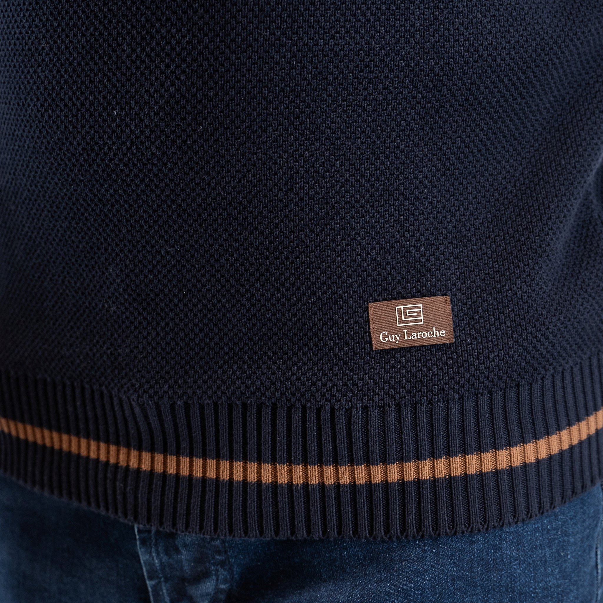 Πλεκτή λαιμόκοψη Guy Laroche μπλε σκούρη regular fit GLEW27212_2 - Image 6