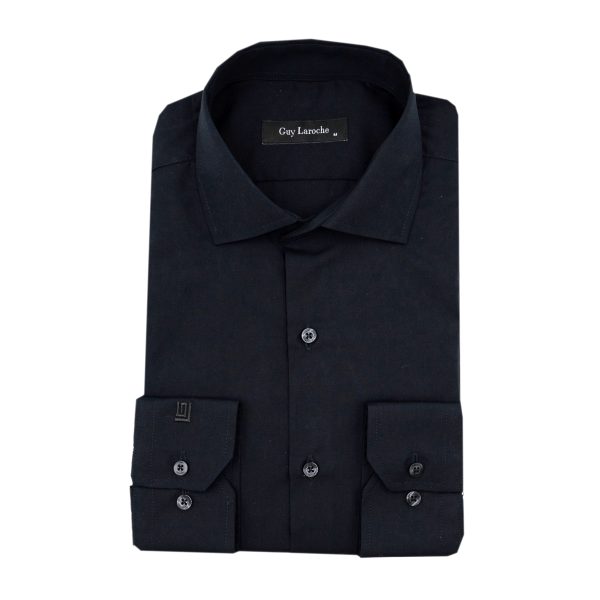 Πουκάμισο Guy Laroche μονόχρωμο μαύρο regular fit GLEW28208_CL_4