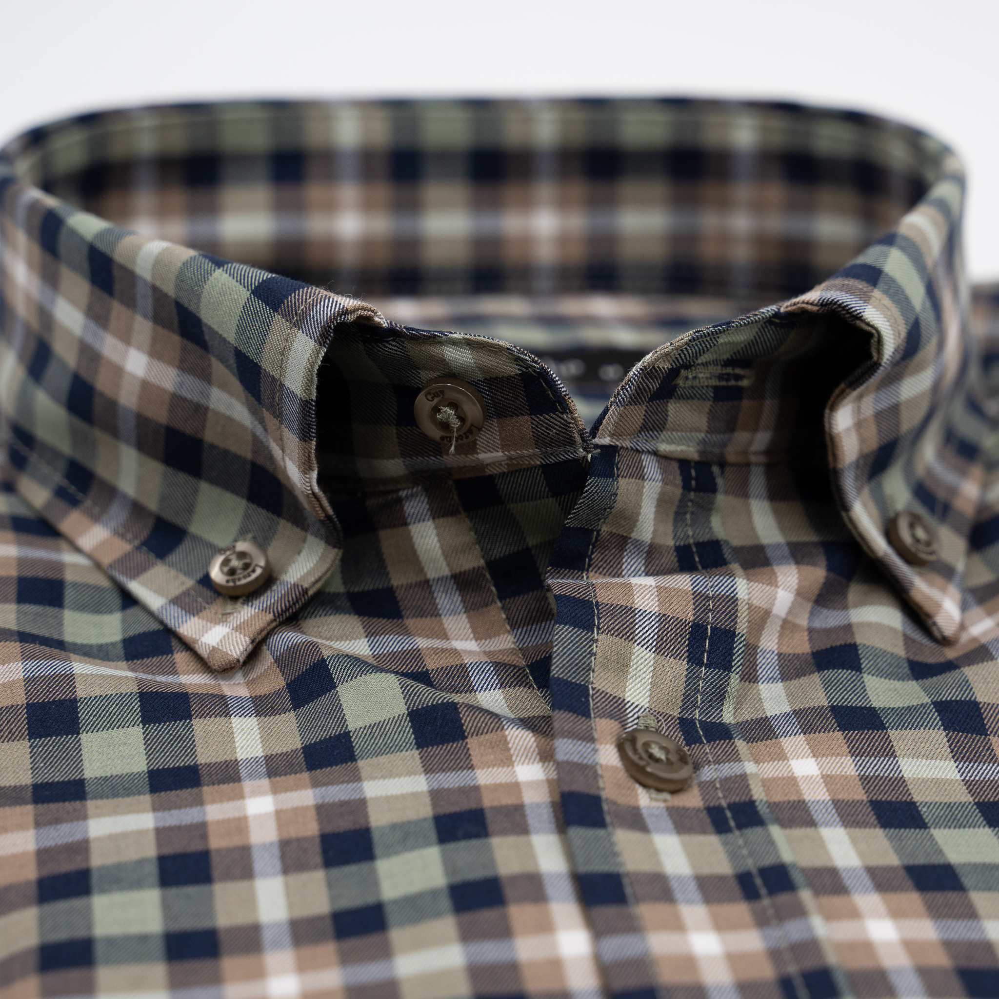 Πουκάμισο καρώ Guy Laroche καφέ με πράσινο regular fit GLEW28223_BD_1 - Image 2