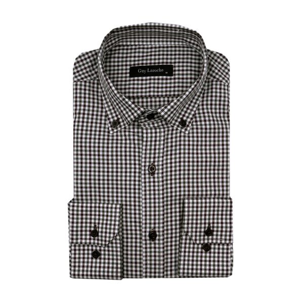 Πουκάμισο καρώ Guy Laroche λαδί regular fit GLEW28239_BD_3