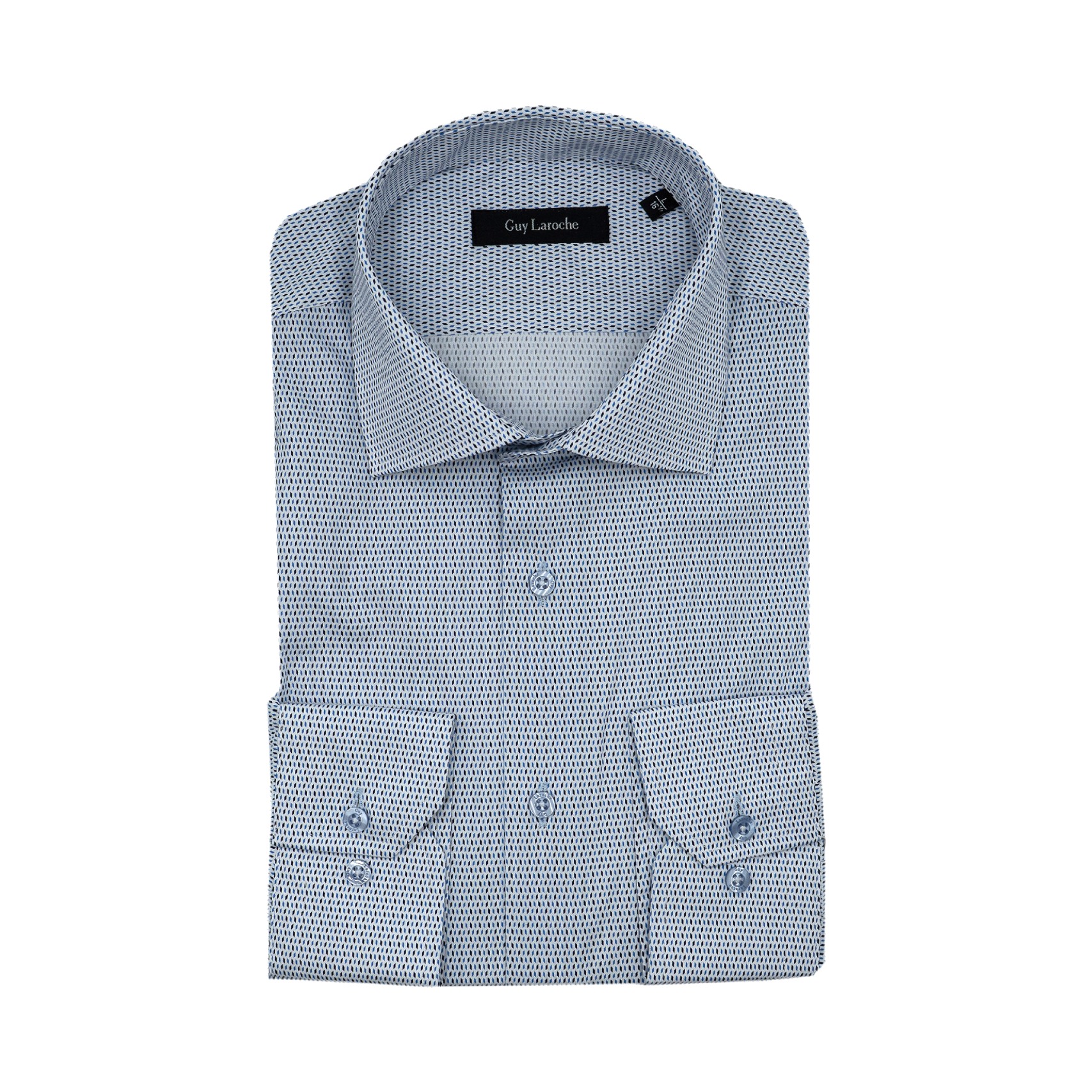 Πουκάμισο Guy Laroche σιέλ με μικροσχέδιο regular fit GLEW28246_CL_2