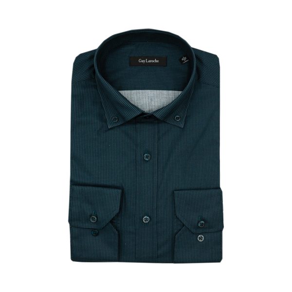 Πουκάμισο Guy Laroche πετρόλ πιε ντε πουλ regular fit GLEW28703_BD_3