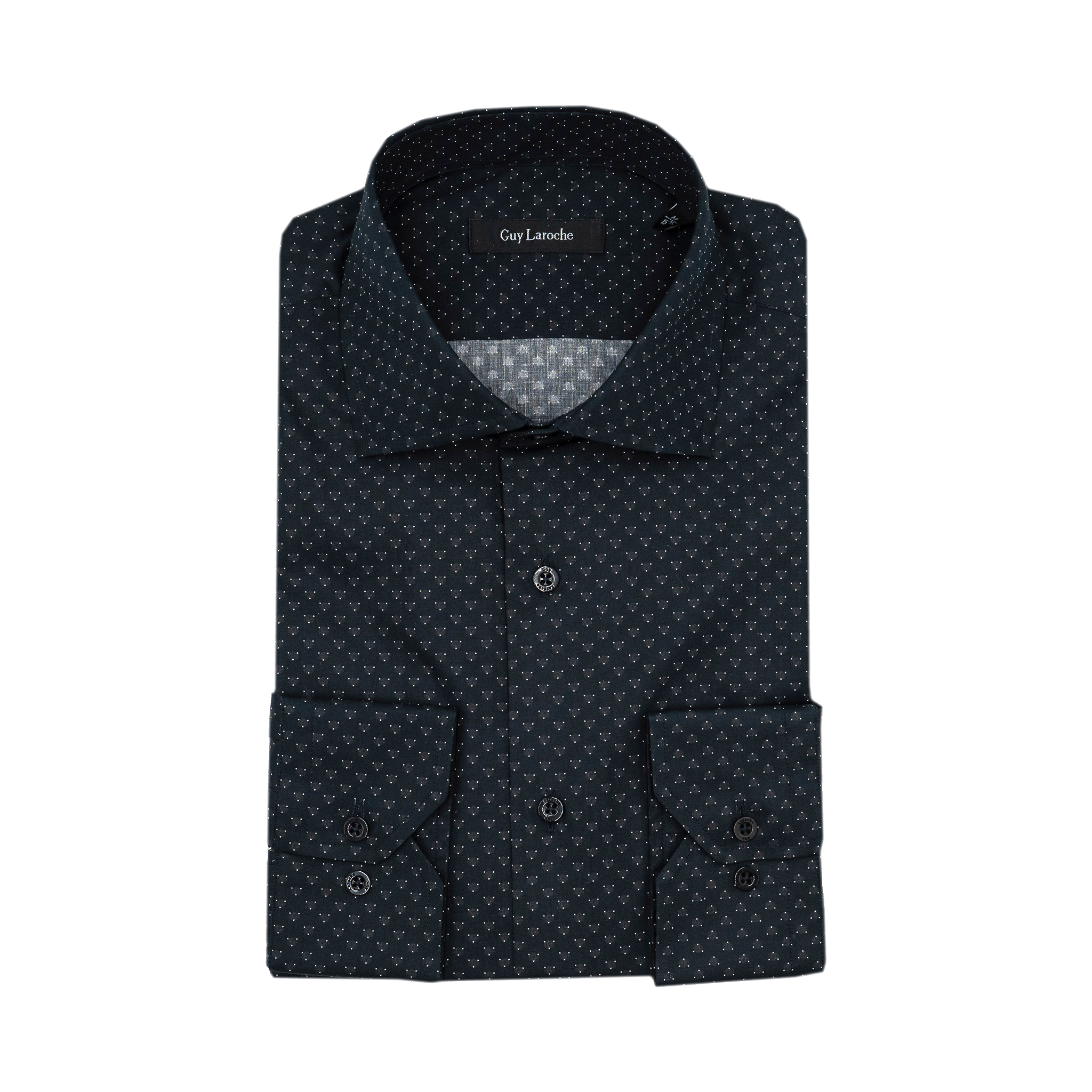 Πουκάμισο Guy Laroche μαύρο με μικροσχέδιο regular fit GLEW28705_CL_2