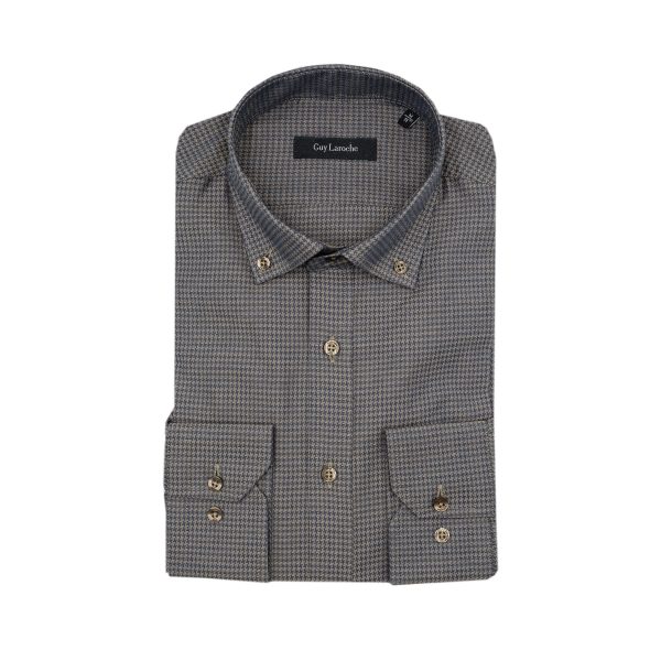 Πουκάμισο Guy Laroche καφέ πιε ντε πουλ regular fit GLEW28706_BD_4 - L, Καφέ