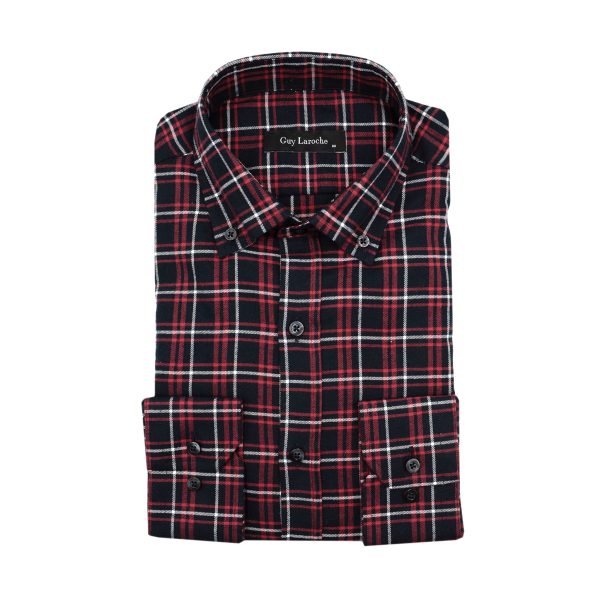 Πουκάμισο καρώ Guy Laroche κόκκινο regular fit GLEW28709_BD_1 - M, Κόκκινο