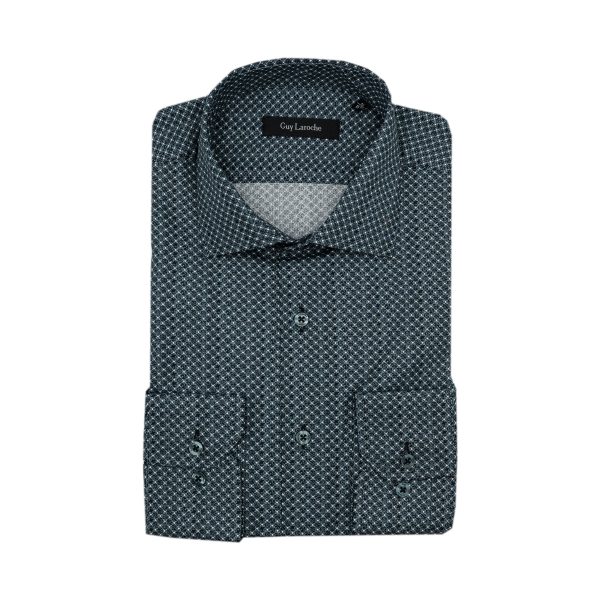 Πουκάμισο Guy Laroche γκρι με μικροσχέδιο regular fit GLEW28712_CL_2 - L, Γκρι