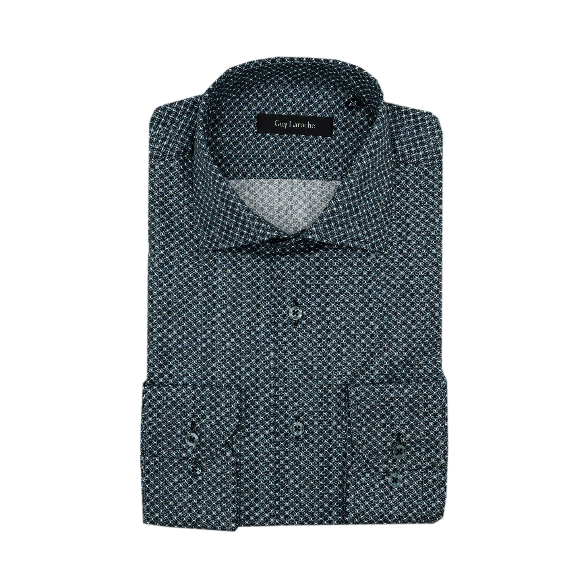 Πουκάμισο Guy Laroche γκρι με μικροσχέδιο regular fit GLEW28712_CL_2