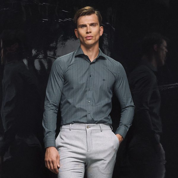 Πουκάμισο Guy Laroche γκρι με μικροσχέδιο fit line GLEW28712_SL_2