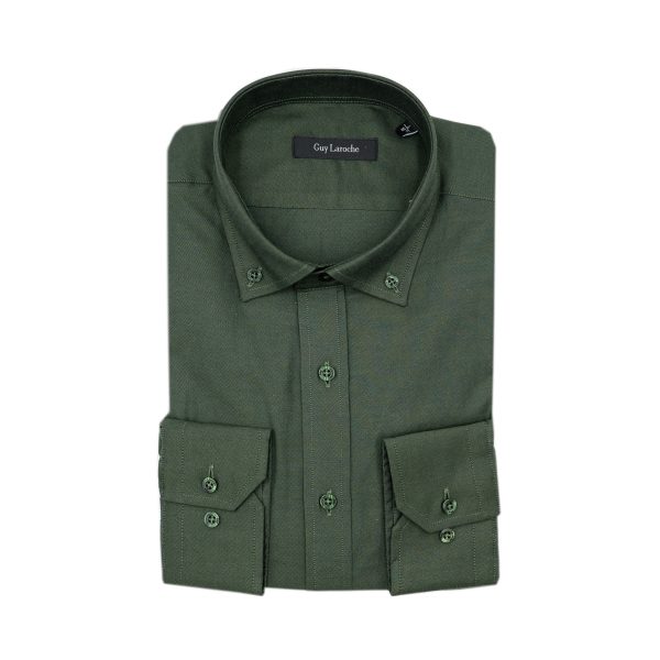 Πουκάμισο μονόχρωμο Guy Laroche λαδί regular fit GLEW28714_BD_2 - 5XL, Λαδί