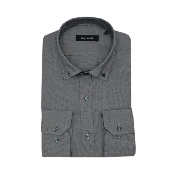 Πουκάμισο μονόχρωμο Guy Laroche γκρι regular fit GLEW28714_BD_4 - XL, Γκρι