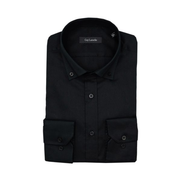 Πουκάμισο μονόχρωμο Guy Laroche μαύρο regular fit GLEW28714_BD_5 - 4XL, Μαύρο
