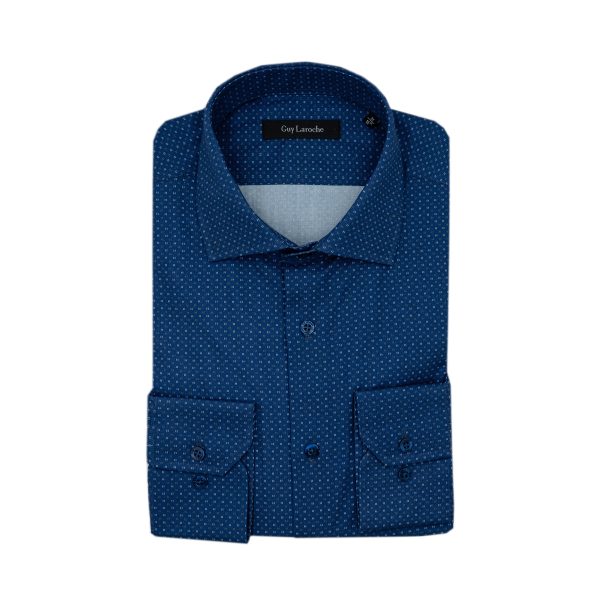 Πουκάμισο Guy Laroche μπλε ρουά με μικροσχέδιο regular fit GLEW28716_CL_3 - L, Μπλε Ρουά