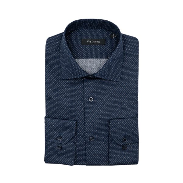 Πουκάμισο Guy Laroche μπλε σκούρο με μικροσχέδιο regular fit GLEW28717_CL_6 - 3XL, μπλε σκ