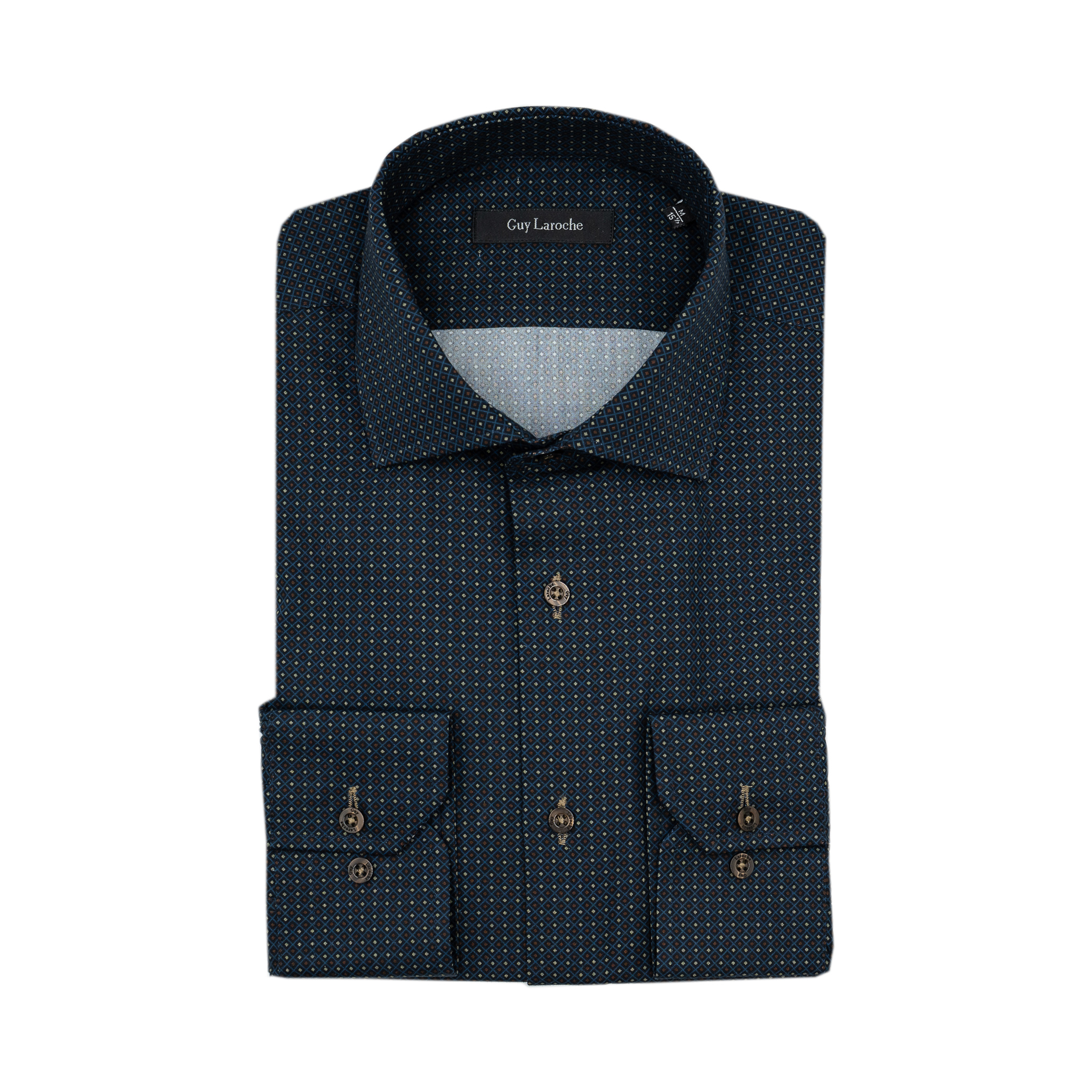 Πουκάμισο Guy Laroche μπλε με μικροσχέδιο regular fit GLEW28718_CL_2