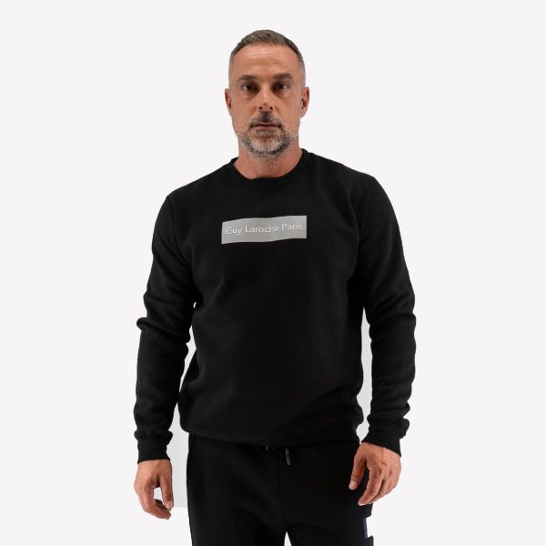 Μπλούζα φούτερ με λαιμόκοψη Guy Laroche μαύρη regular fit GLEW29504C_17