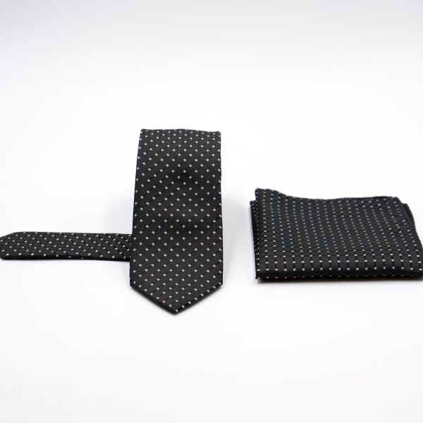 Σετ γραβάτας με ποσέτ Nino Venturi καφέ με μικροσχέδιο VE25S085_1