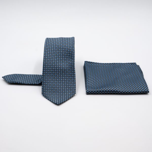 Σετ γραβάτας με ποσέτ Nino Venturi μαύρο με μικροσχέδιο VE25S092_1
