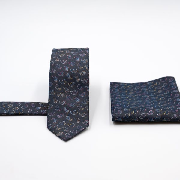 Σετ γραβάτας με ποσέτ Nino Venturi καφέ με μικροσχέδιο VE25S100_1