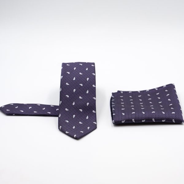 Σετ γραβάτας με ποσέτ Nino Venturi μελιτζανί με μικροσχέδιο VE25S107_96