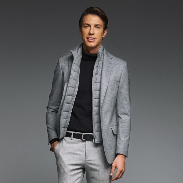 Σακάκι Guy Laroche γκρι αρζάν με αποσπώμενη μόστρα fit line GLEW23621_10121VF_60-12