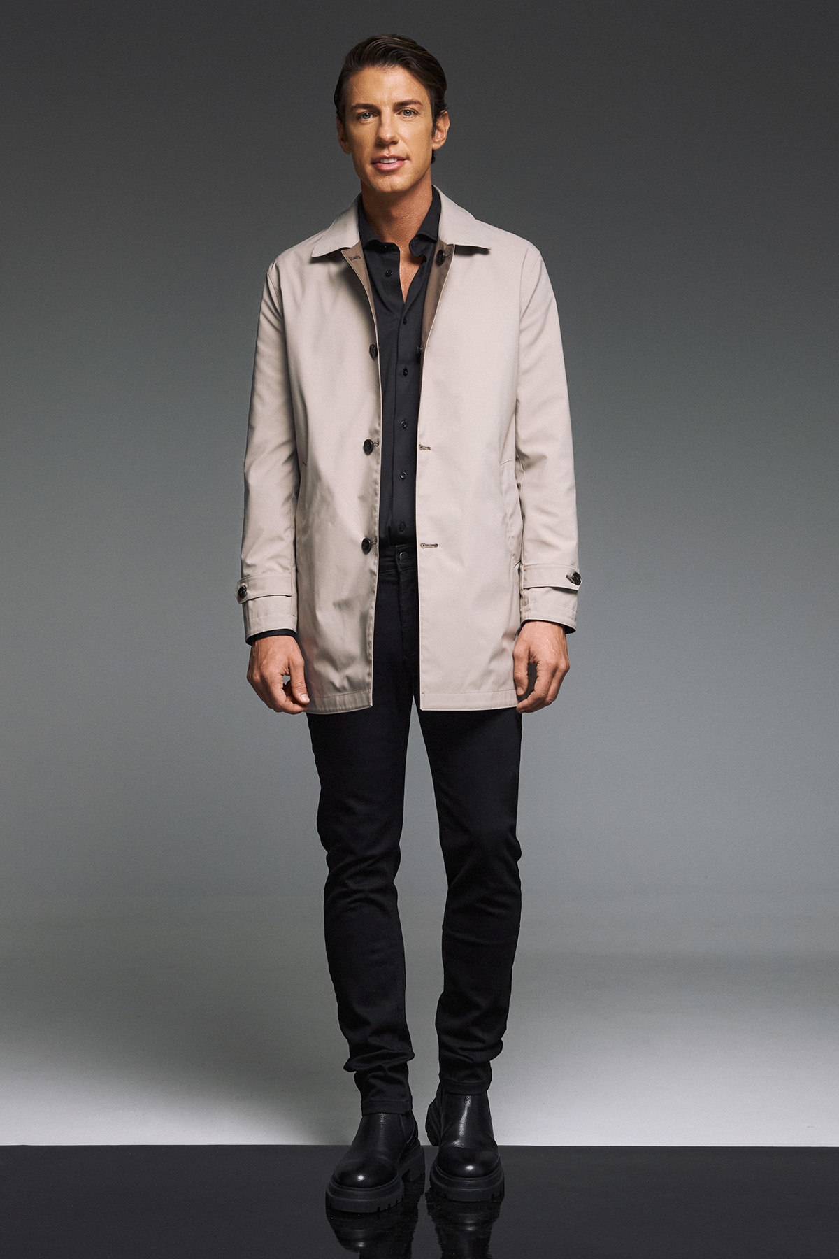 Καμπαρντίνα διπλής όψης Guy Laroche μπεζ/καφέ regular fit GLEW244037_2 - Image 7