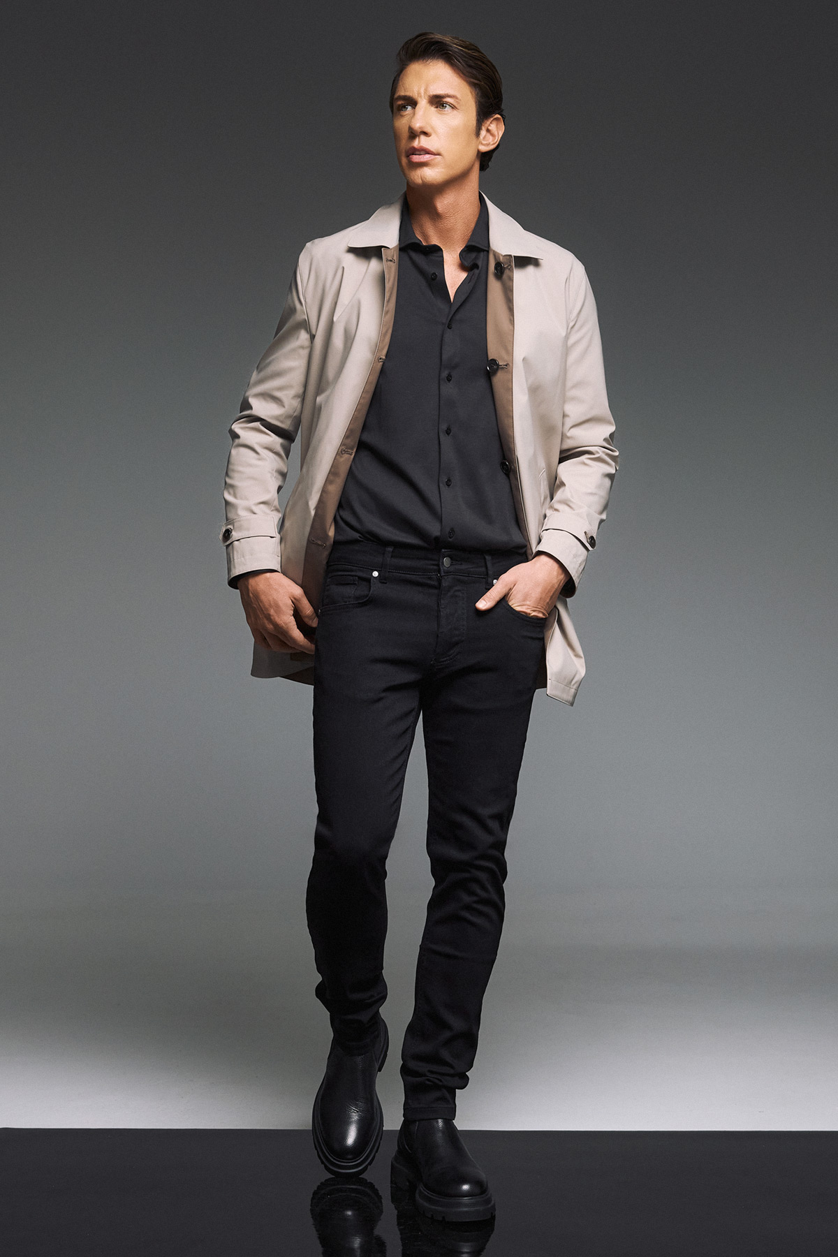 Καμπαρντίνα διπλής όψης Guy Laroche μπεζ/καφέ regular fit GLEW244037_2 - Image 9