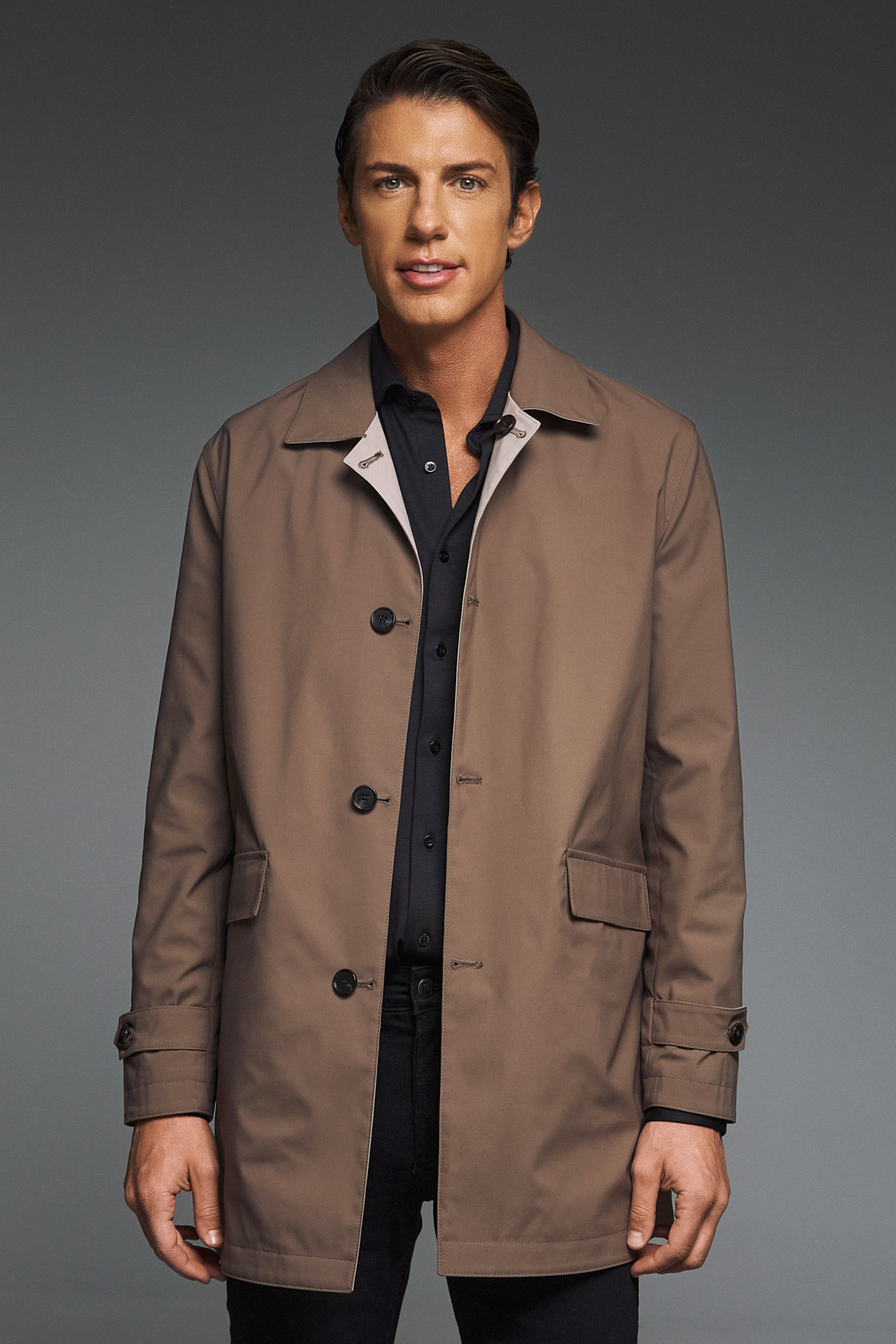 Καμπαρντίνα διπλής όψης Guy Laroche μπεζ/καφέ regular fit GLEW244037_2 - Image 5