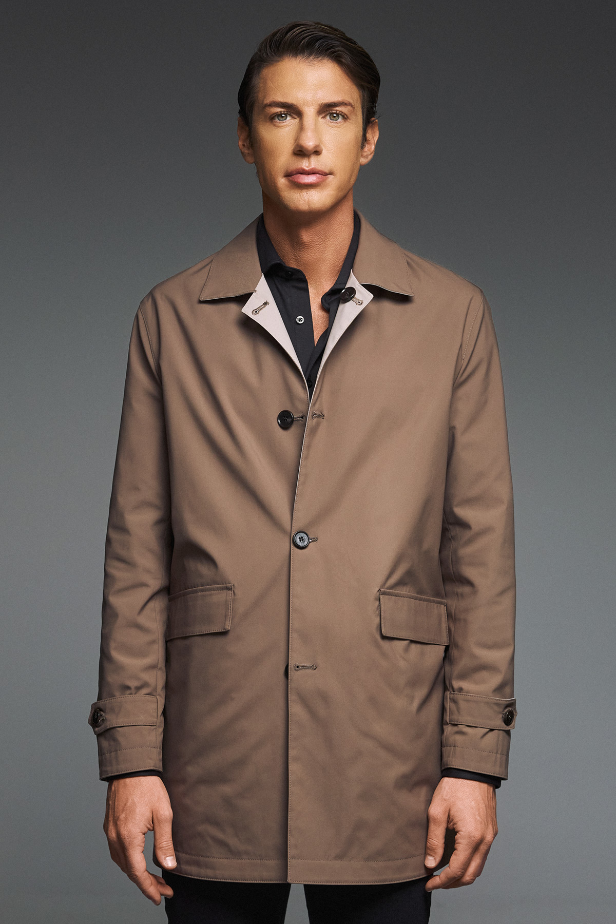 Καμπαρντίνα διπλής όψης Guy Laroche μπεζ/καφέ regular fit GLEW244037_2 - Image 3