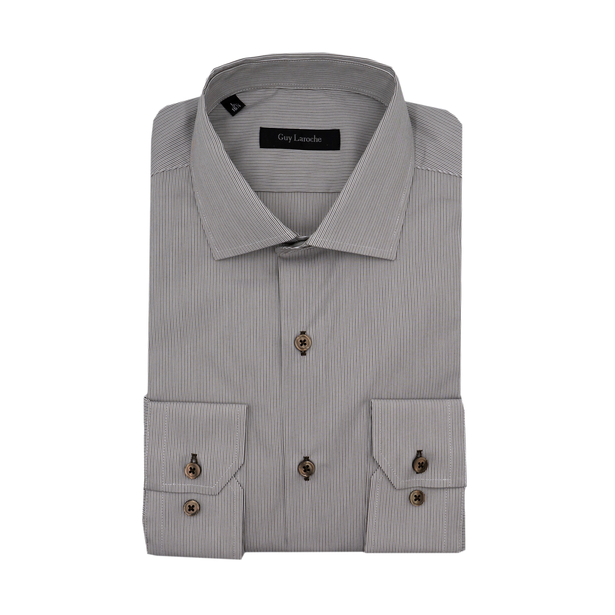 Πουκάμισο Guy Laroche καφέ ριγέ regular fit GLFS18312_CL_1