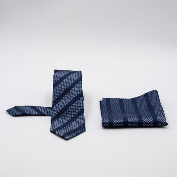 Σετ γραβάτας με ποσέτ Guy Laroche μπλε ριγέ μεταξωτή GL25S062_2