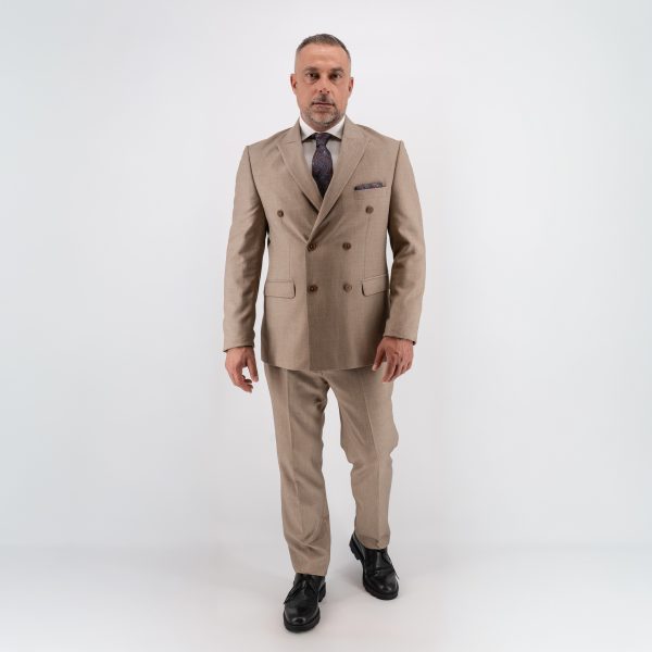 Κοστούμι σταυρωτό Guy Laroche μπεζ fit line GLES11166_10957_8