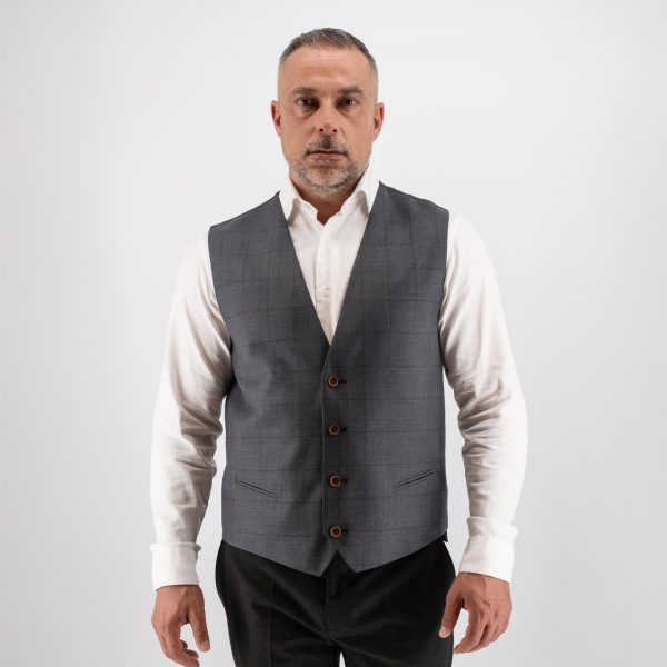 Γιλέκο κοστουμιού Guy Laroche γκρι καρώ fit line GLEW20136_800_2