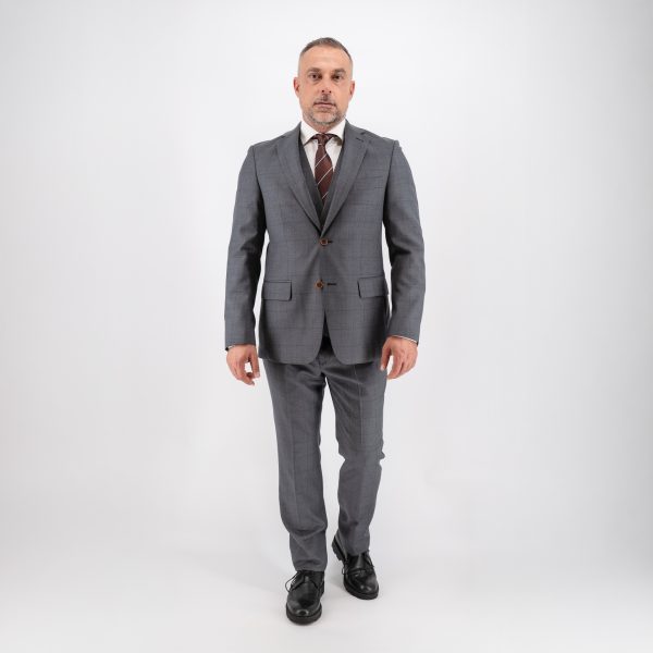 Κοστούμι καρώ Guy Laroche γκρι fit line GLEW21136_10121_2