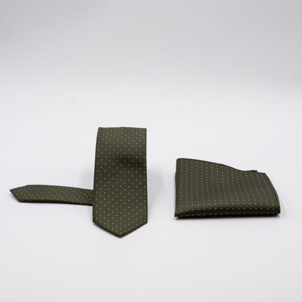 Σετ γραβάτας με ποσέτ Nino Venturi λαδί πουά VE25S090_1