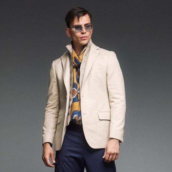 Σακάκι Guy Laroche μπεζ με αποσπώμενη μόστρα fit line GLEW23401_10121V_8719