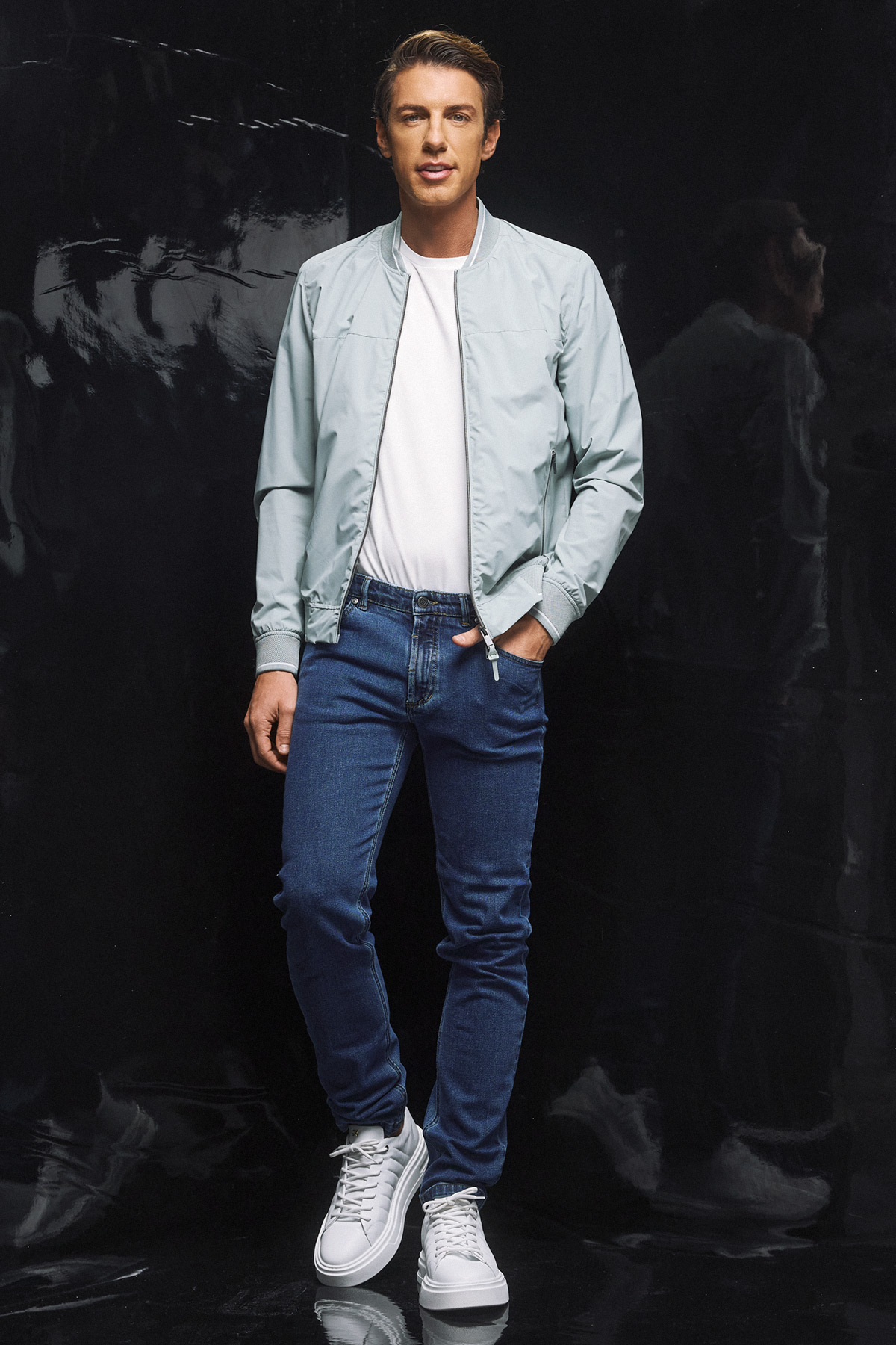 Μπουφάν καλοκαιρινό με λάστιχο Guy Laroche στο χρώμα της μέντας regular fit GLES41359_05 - Image 3