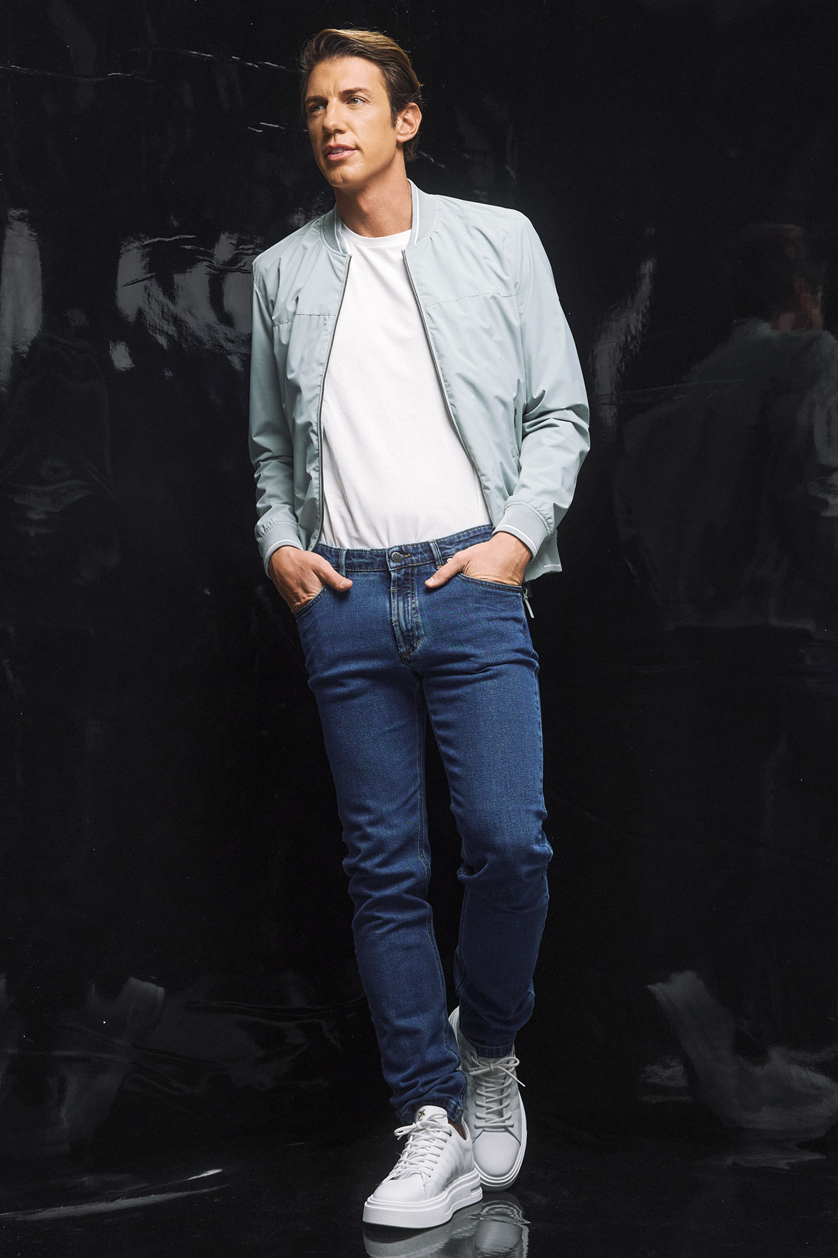 Μπουφάν καλοκαιρινό με λάστιχο Guy Laroche στο χρώμα της μέντας regular fit GLES41359_05 - Image 2