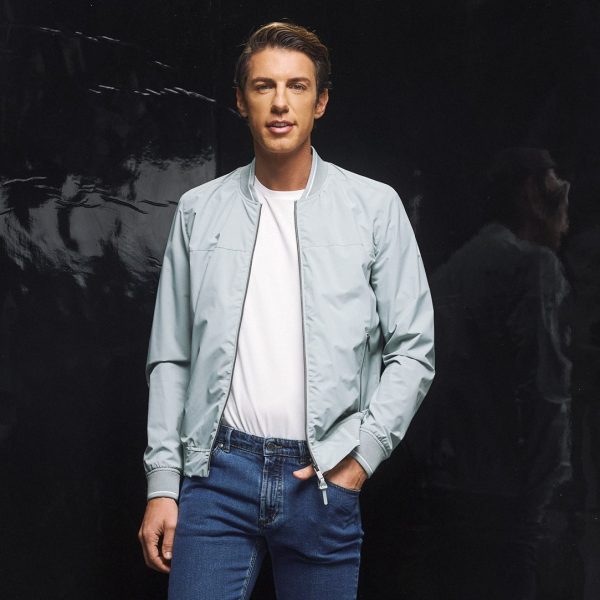 Μπουφάν καλοκαιρινό με λάστιχο Guy Laroche στο χρώμα της μέντας regular fit GLES41359_05