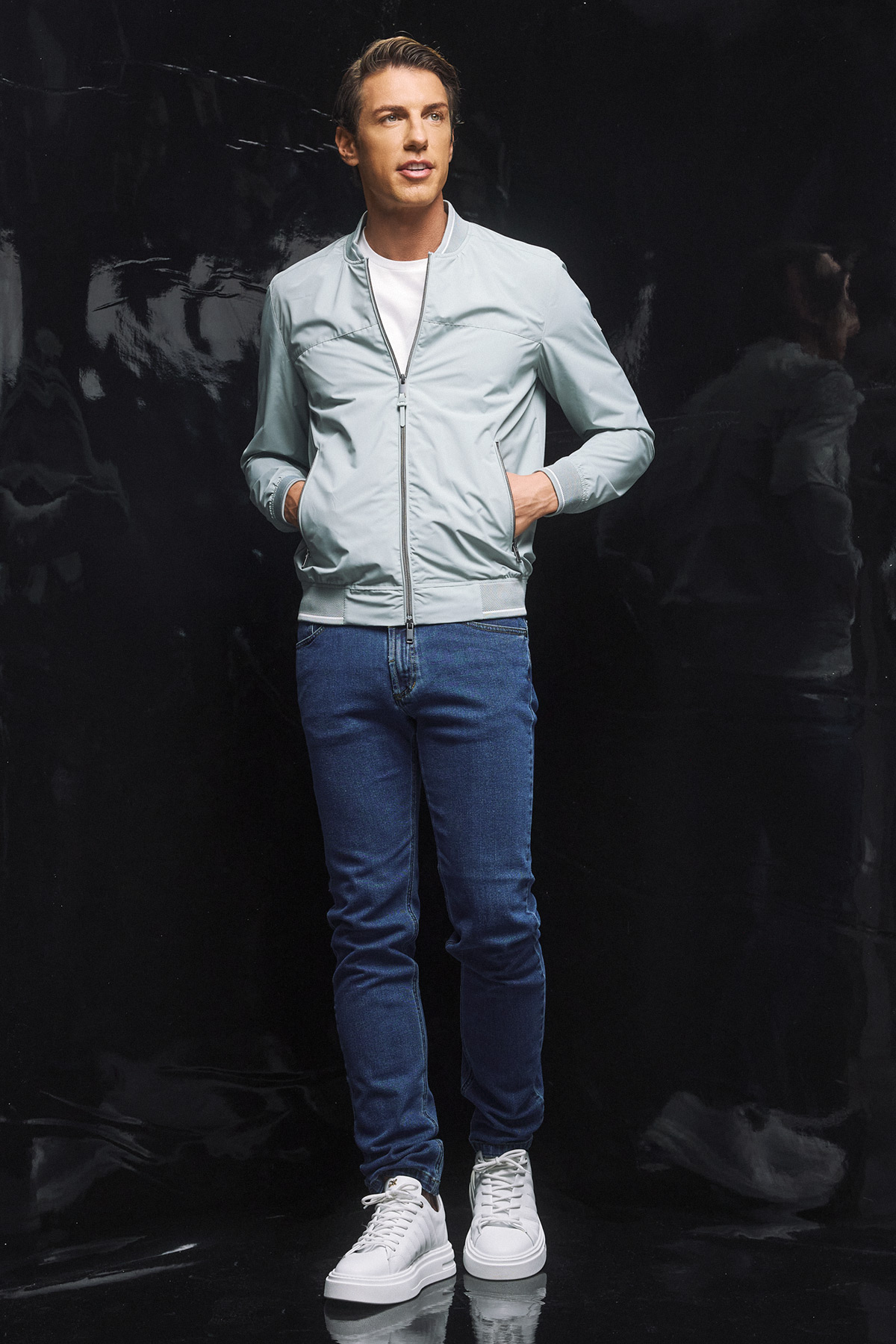 Μπουφάν καλοκαιρινό με λάστιχο Guy Laroche στο χρώμα της μέντας regular fit GLES41359_05 - Image 4