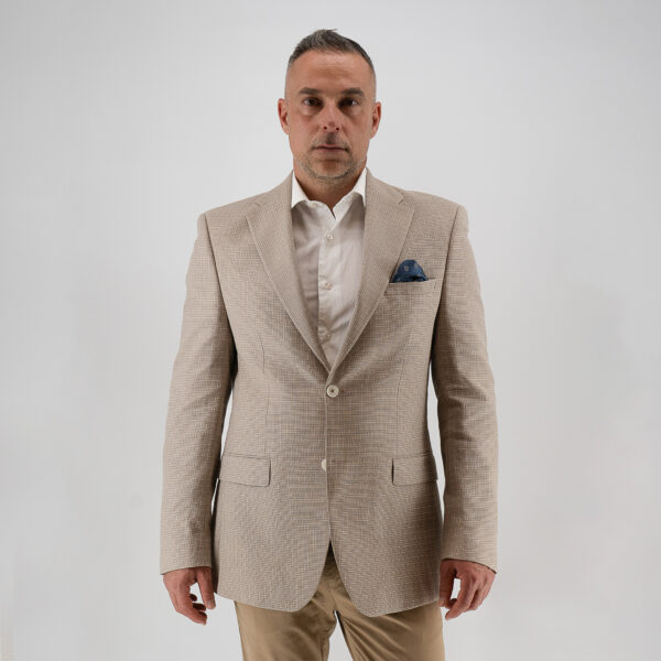 Σακάκι καρώ Guy Laroche μπεζ μισόφοδρο fit line GLES13153_10121_20