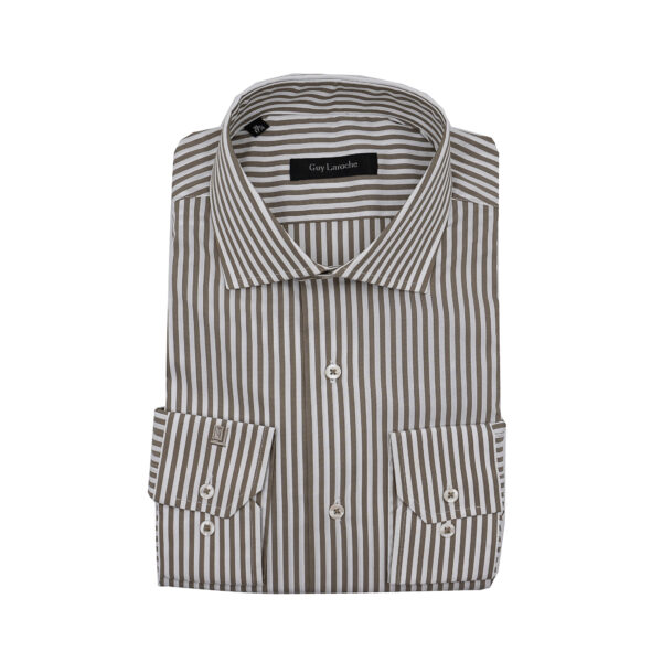 Πουκάμισο ριγέ Guy Laroche καφέ regular fit GLES18230_CL_1