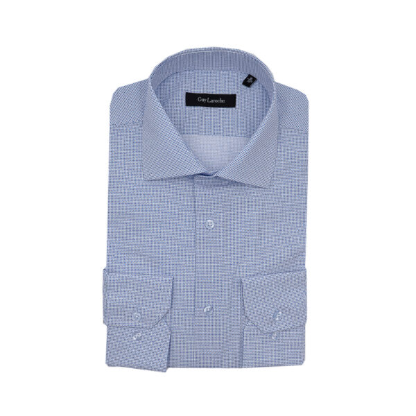 Πουκάμισο με μικροσχέδιο Guy Laroche σιέλ regular fit GLFS18221_CL_2