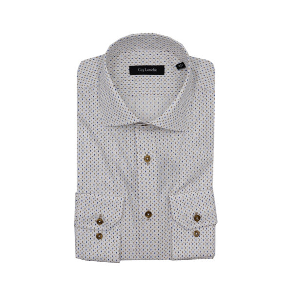 Πουκάμισο Guy Laroche με καφέ και μπλε μικροσχέδιο regular fit GLFS18295_CL_1