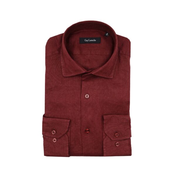 Πουκάμισο λινό Guy Laroche στο χρώμα της σκουριάς regular fit GLFS18708_CL_5